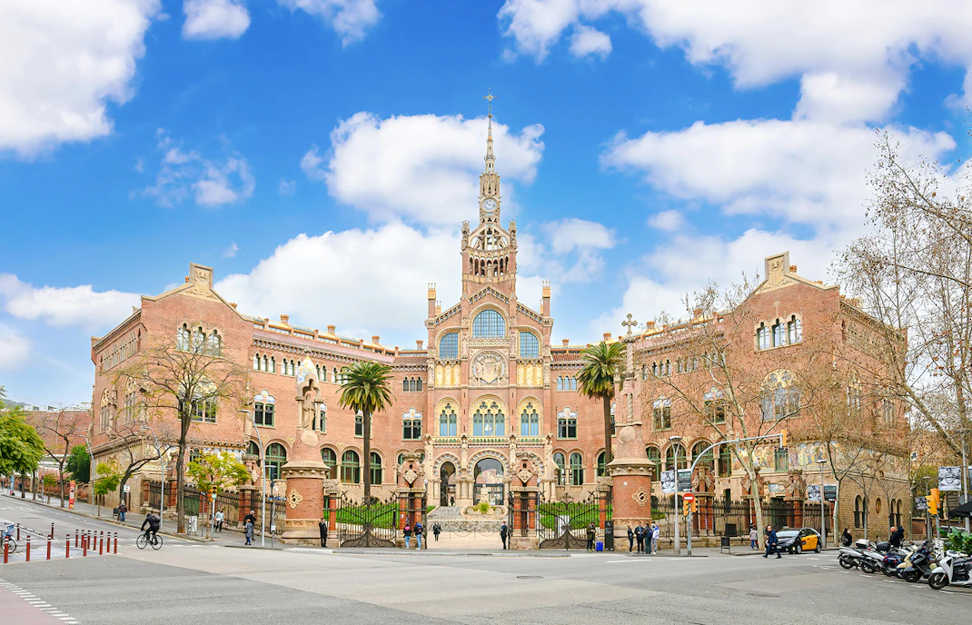 Hospital de la Santa Creu i Sant Pau complex, Art Nouveau architecture in Barcelona, Spain.