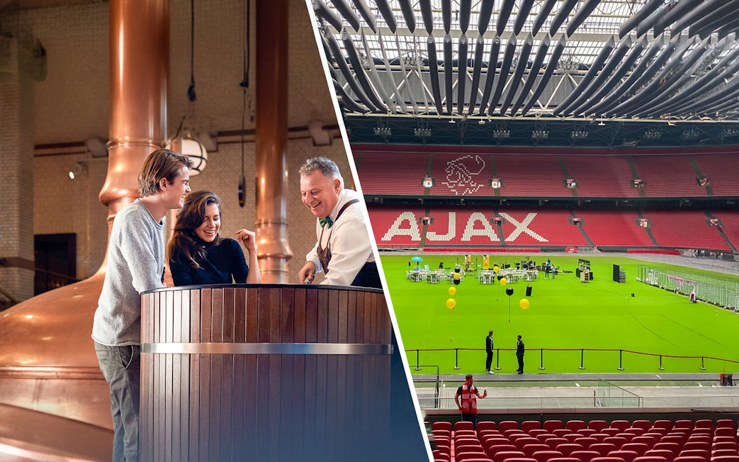 Heineken brewery tour and Johan Cruijff ArenA field view in Amsterdam.