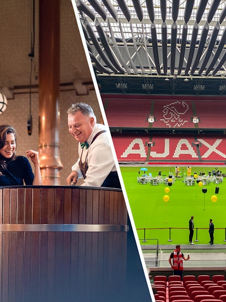Heineken brewery tour and Johan Cruijff ArenA field view in Amsterdam.