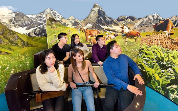 Swiss Chocolate Adventure exhibit at Museum of Transport, Lucerne, featuring interactive chocolate displays.