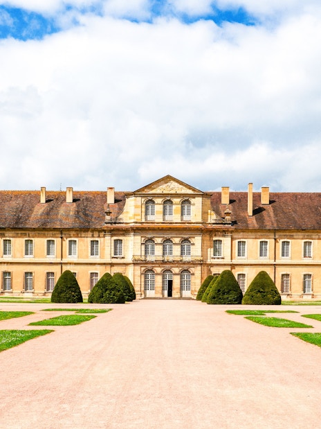 Cluny Abbey courtyard with historic architecture, Lyon, France.