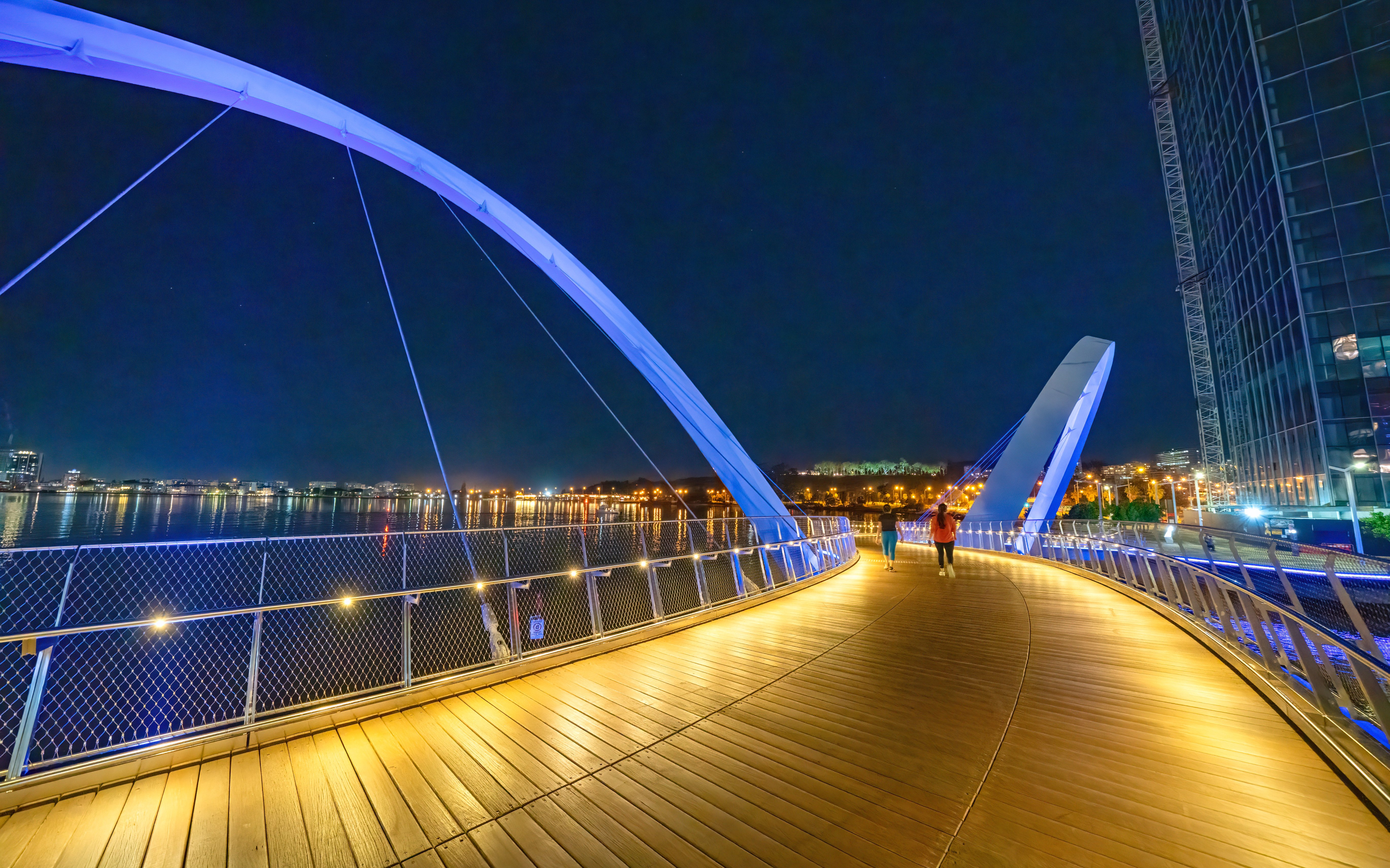 Elizabeth Quay footbridge at night in Perth