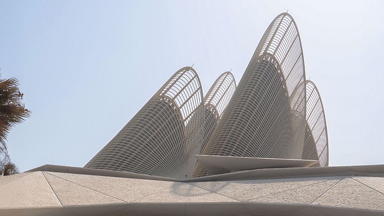 Zayed National Museum's unique architectural exterior in Abu Dhabi.