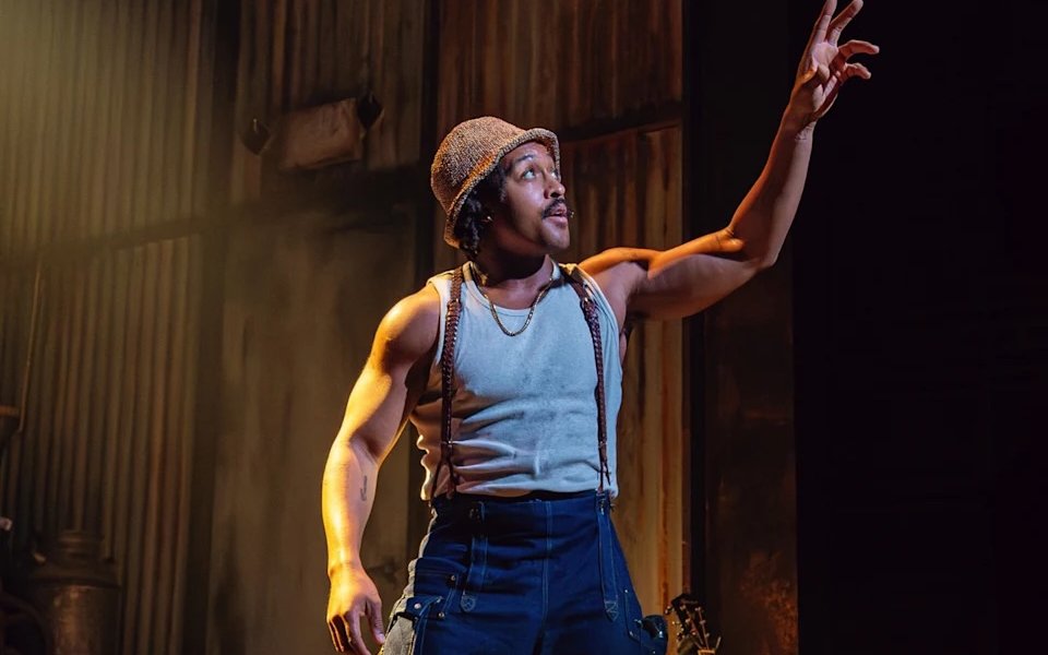 Performer on stage during Mexodus the Musical, Broadway.