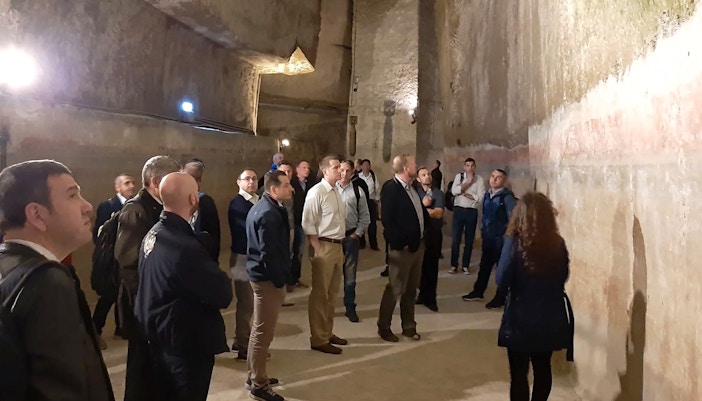 Naples Underground guided tour entrance at Piazza San Gaetano.