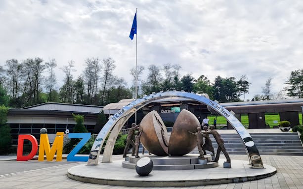 DMZ Tour sculpture at the 3rd Tunnel entrance in South Korea.