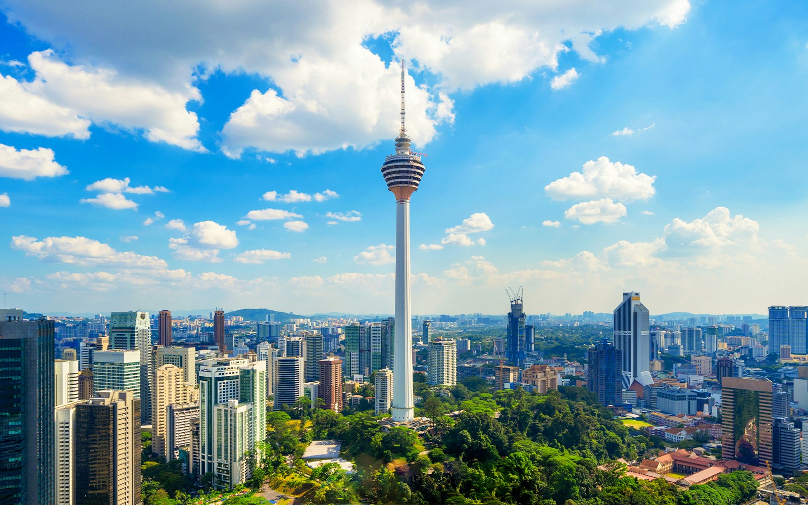 KL Tower observation deck view of Kuala Lumpur cityscape, Malaysia.