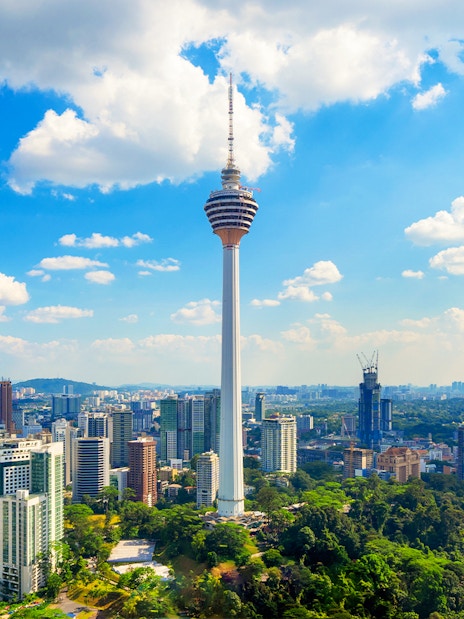 KL Tower overlooking Kuala Lumpur cityscape, Malaysia.