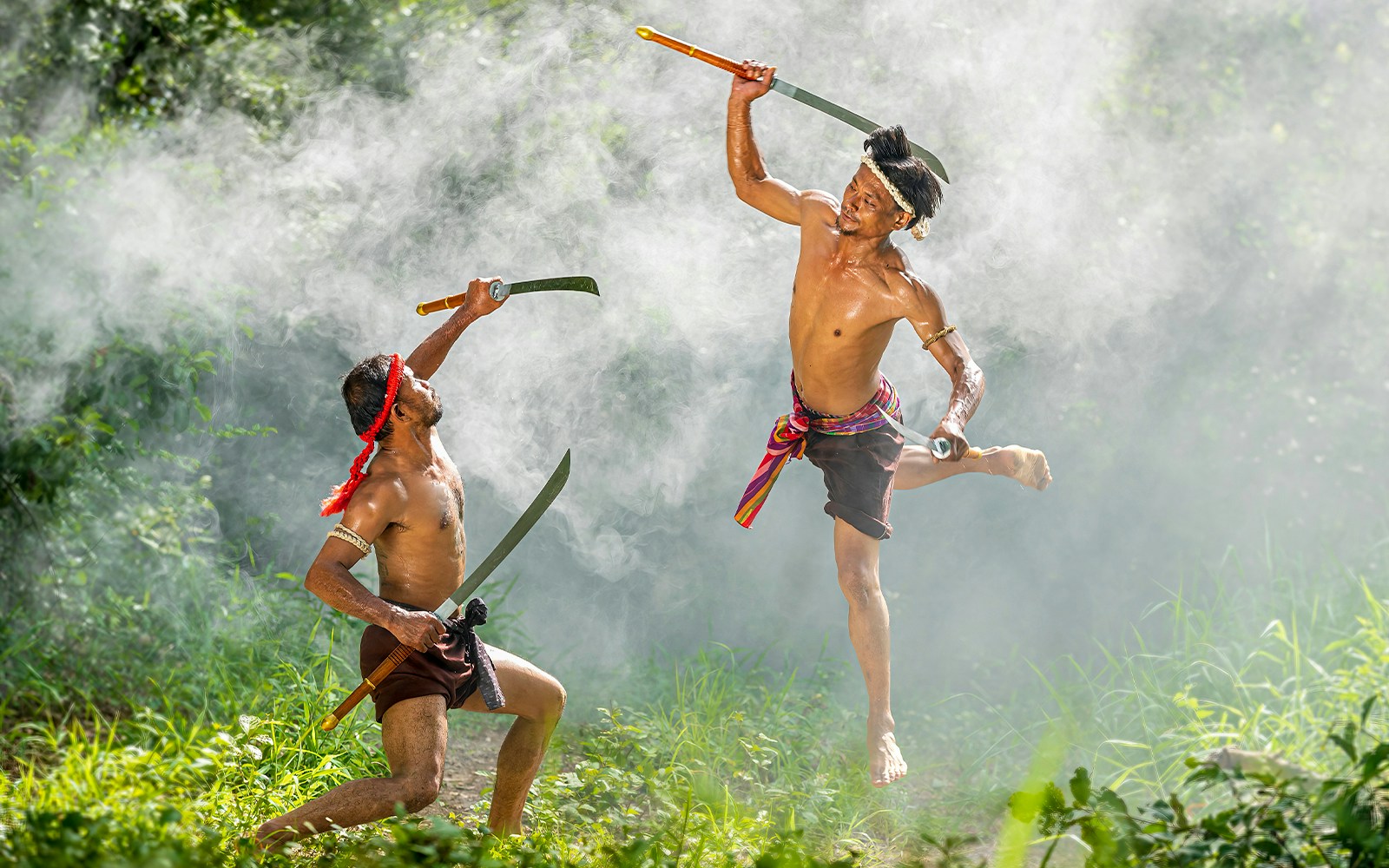 Thailand sword fighting show at Nong Nooch Tropical Garden.