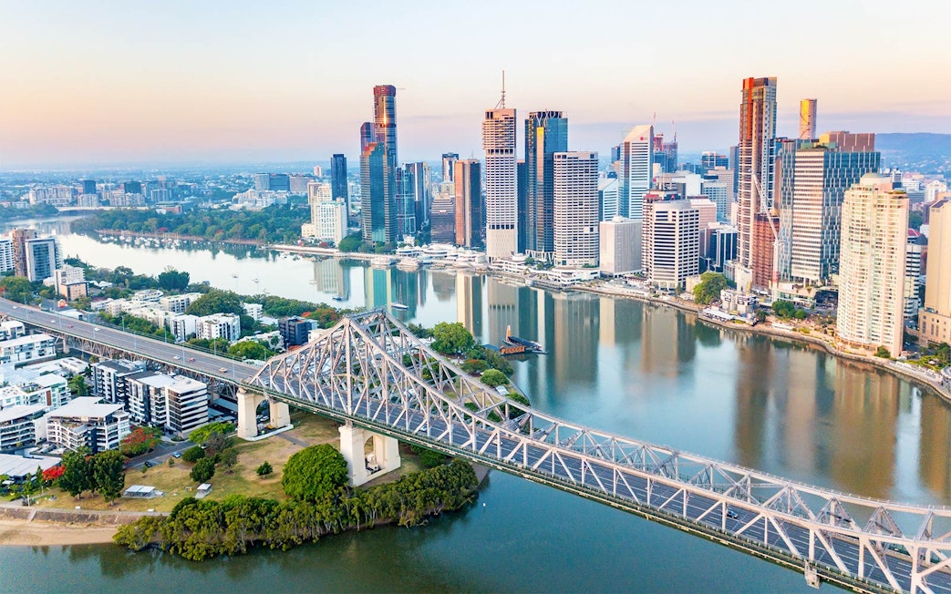 Story Bridge spanning Brisbane River with city skyline in the background.