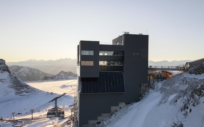 Restaurant with glacier views at Glacier 3000, Switzerland.