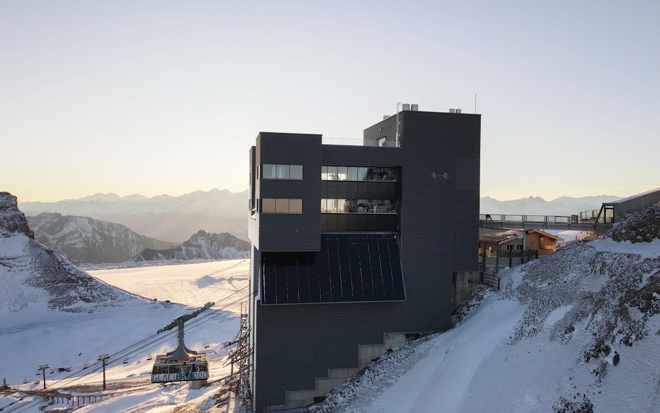 Restaurant with glacier views at Glacier 3000, Switzerland.