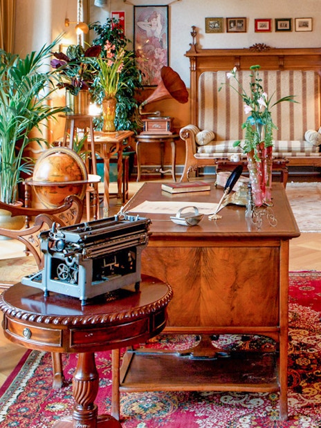 Casa Batlló interior with vintage furniture and decor in Barcelona.