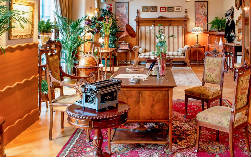 Casa Batlló interior with vintage furniture and decor in Barcelona.
