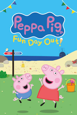 Peppa Pig character meeting children at Peppa Pig's Fun Day Out in London theme park.