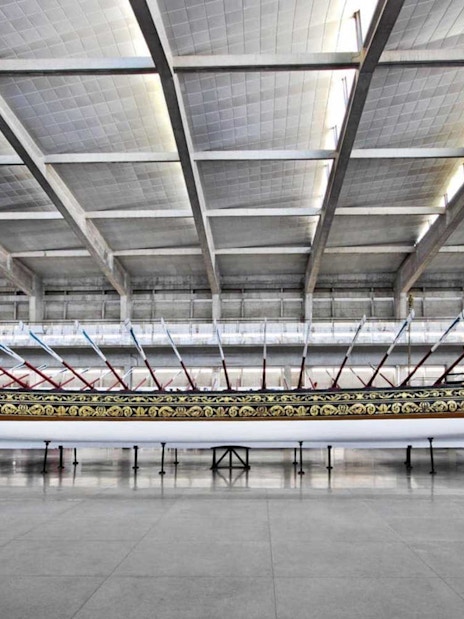 Decorative ship exhibit at the Maritime Museum in Lisbon.