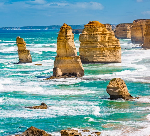 Great Ocean Road coastline view with winding road and ocean, Melbourne, Australia.