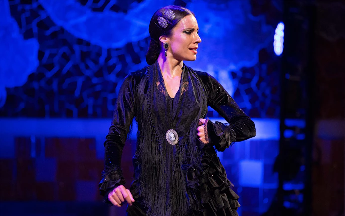 Flamenco dancer performing at Palau de La Música Catalana Gran Gala Flamenco.