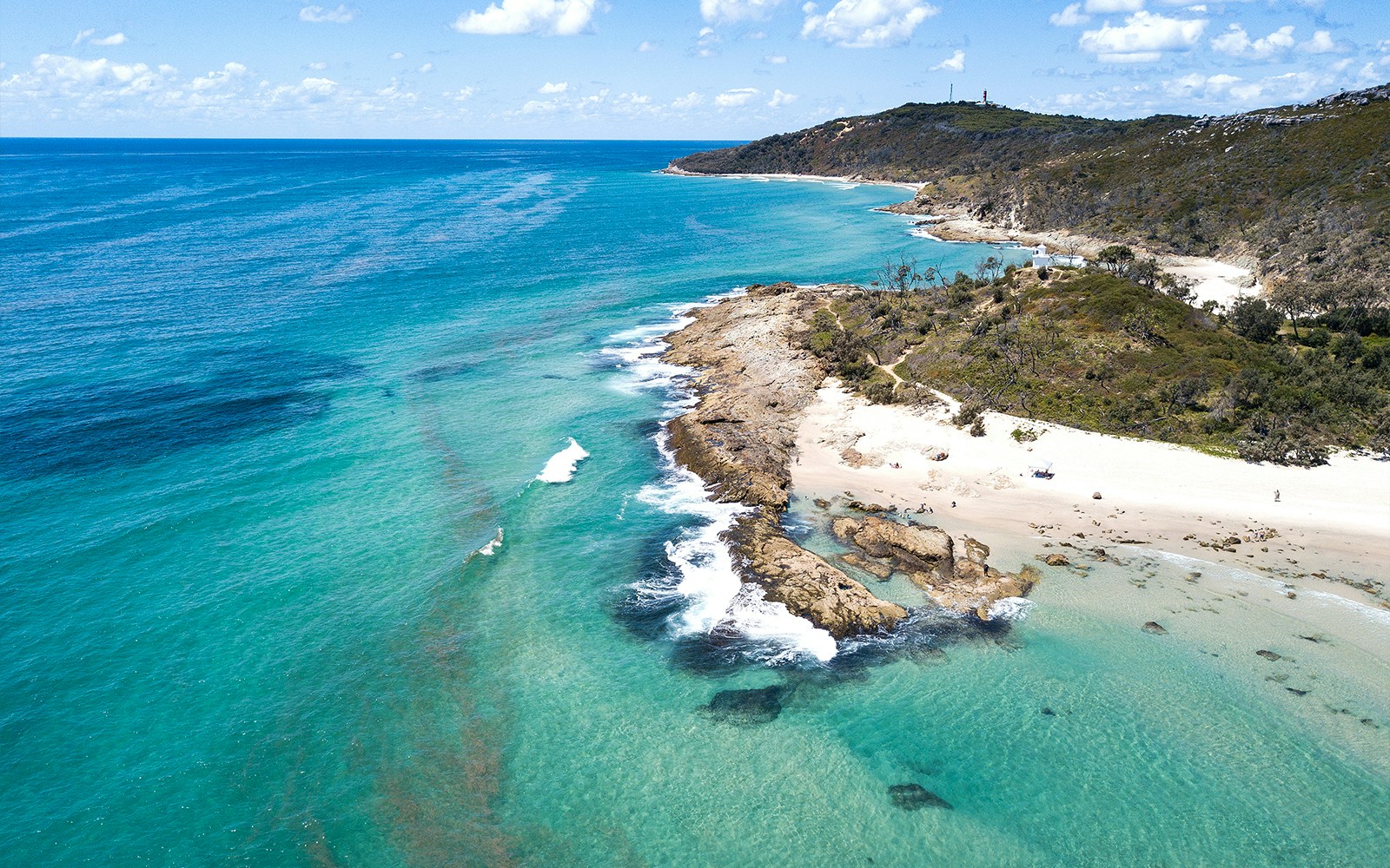 Aerial view of Moreton Island coastline, Queensland, Australia.