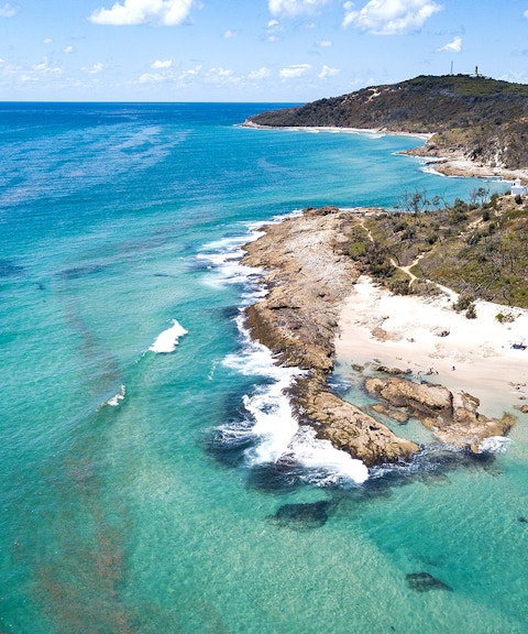 Aerial view of Moreton Island coastline, Queensland, Australia.
