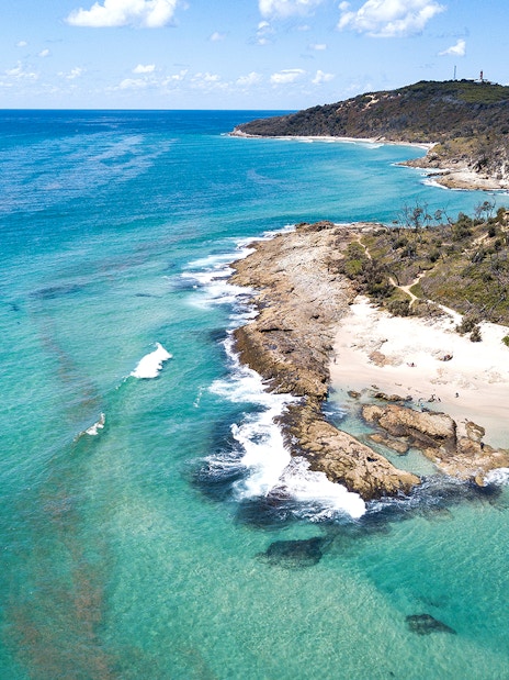 Aerial view of Moreton Island coastline, Queensland, Australia.