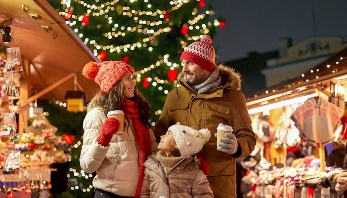 Christmas market stalls