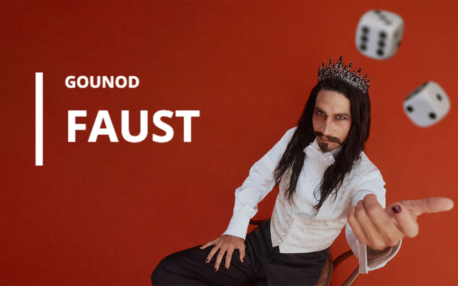 Faust performance promotion at Sydney Opera House with actor in costume.