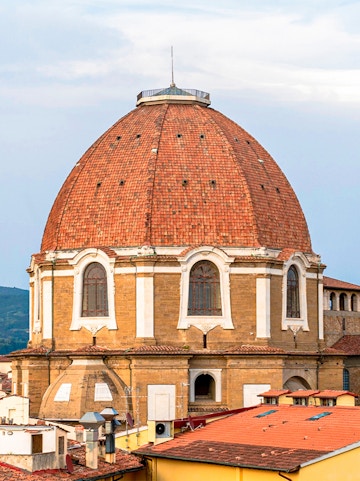 Cappelle Medicee dome viewed from Florence rooftops.