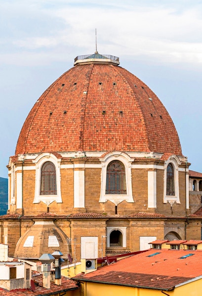 Cappelle Medicee dome viewed from Florence rooftops.
