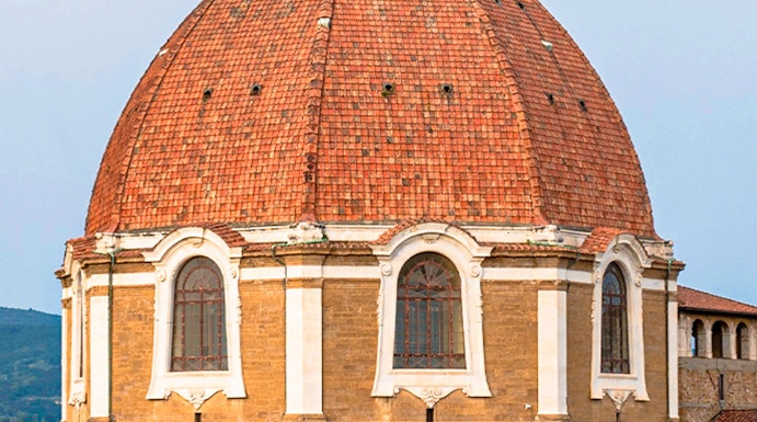 Cappelle Medicee dome viewed from Florence rooftops.