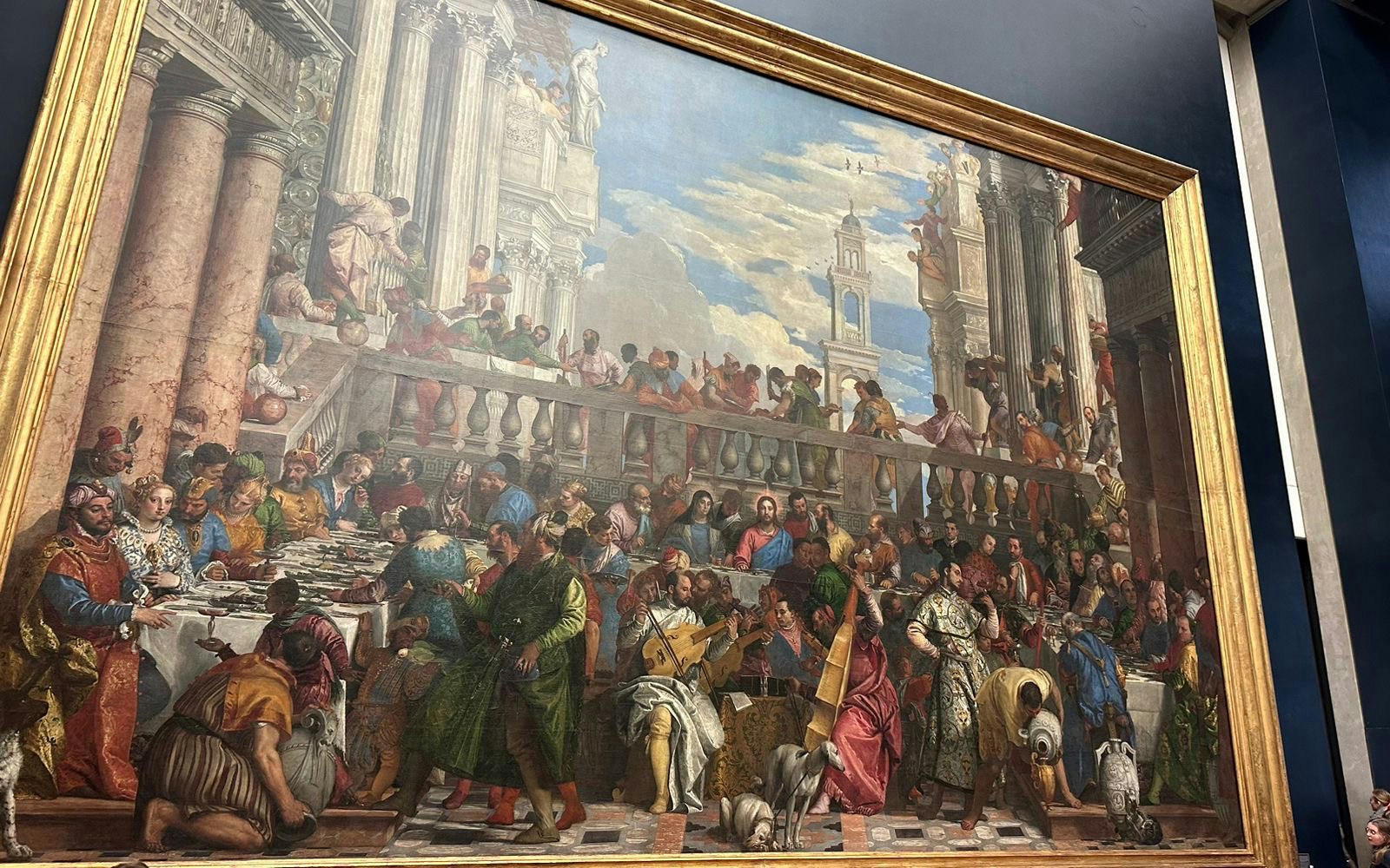 The Wedding Feast at Cana painting by Paolo Veronese displayed in Louvre Museum, Paris.