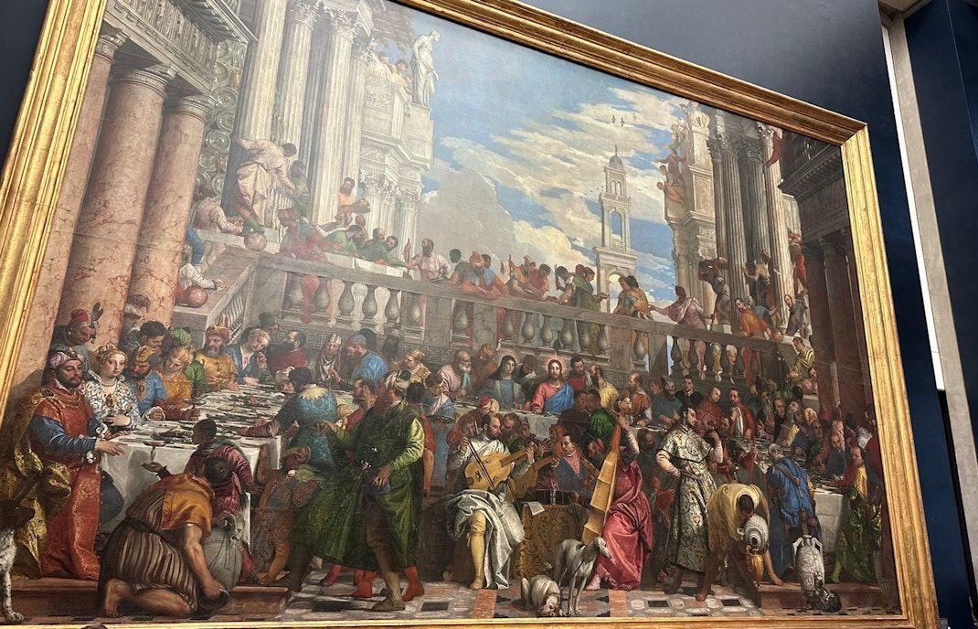 The Wedding of Cana painting by Paolo Veronese displayed in Louvre Museum, Paris.