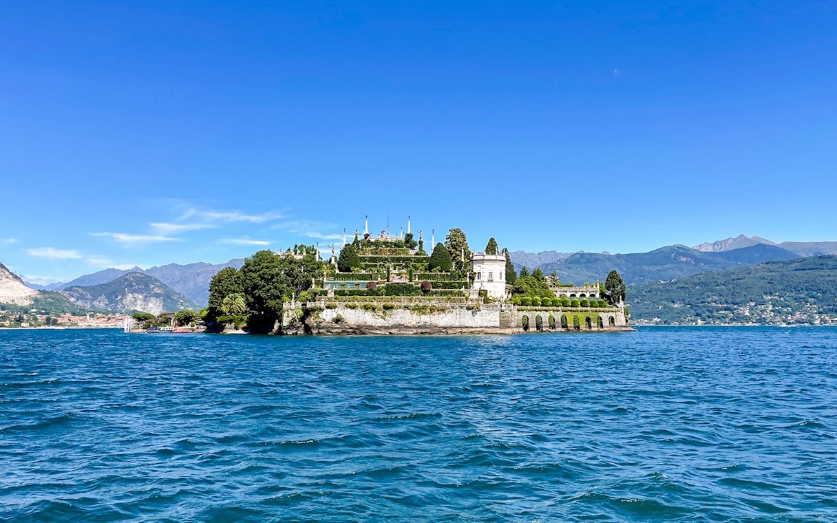 Isola Bella on Lake Maggiore, Italy, with gardens and palace, part of Isole Borromee tour.