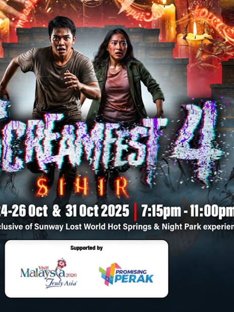 Screamfest 4 event at Sunway Lagoon Night Park with haunted theme and free entry for members.
