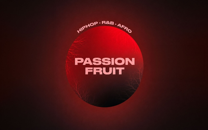 Passion Fruit event poster for hip-hop, R&B, and Afro music at Baloo Ibiza