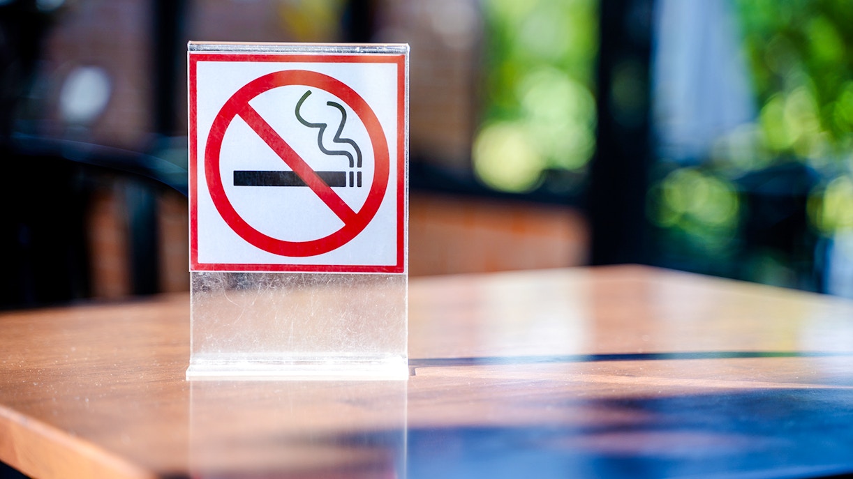No smoking sign at Jardin Majorelle, Marrakech.