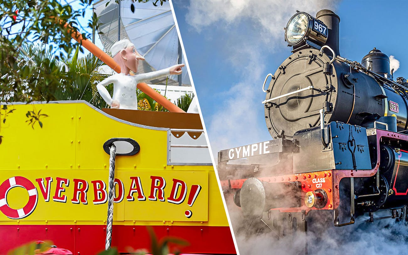 Ginger Factory ride and Mary Valley Rattler steam train in Gympie.