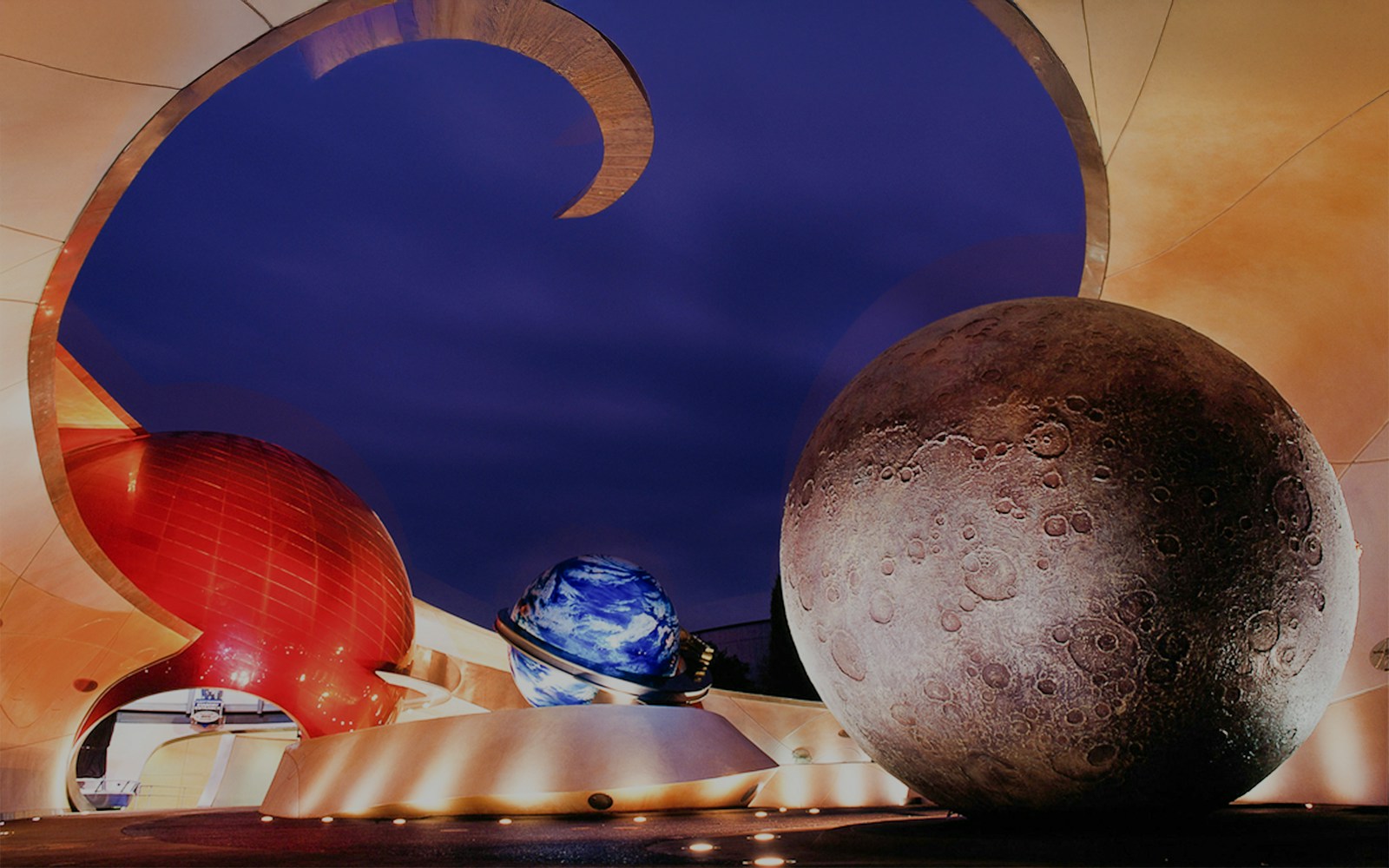 Mission Space attraction with planetary models at EPCOT Center, Bay Lake, Florida.