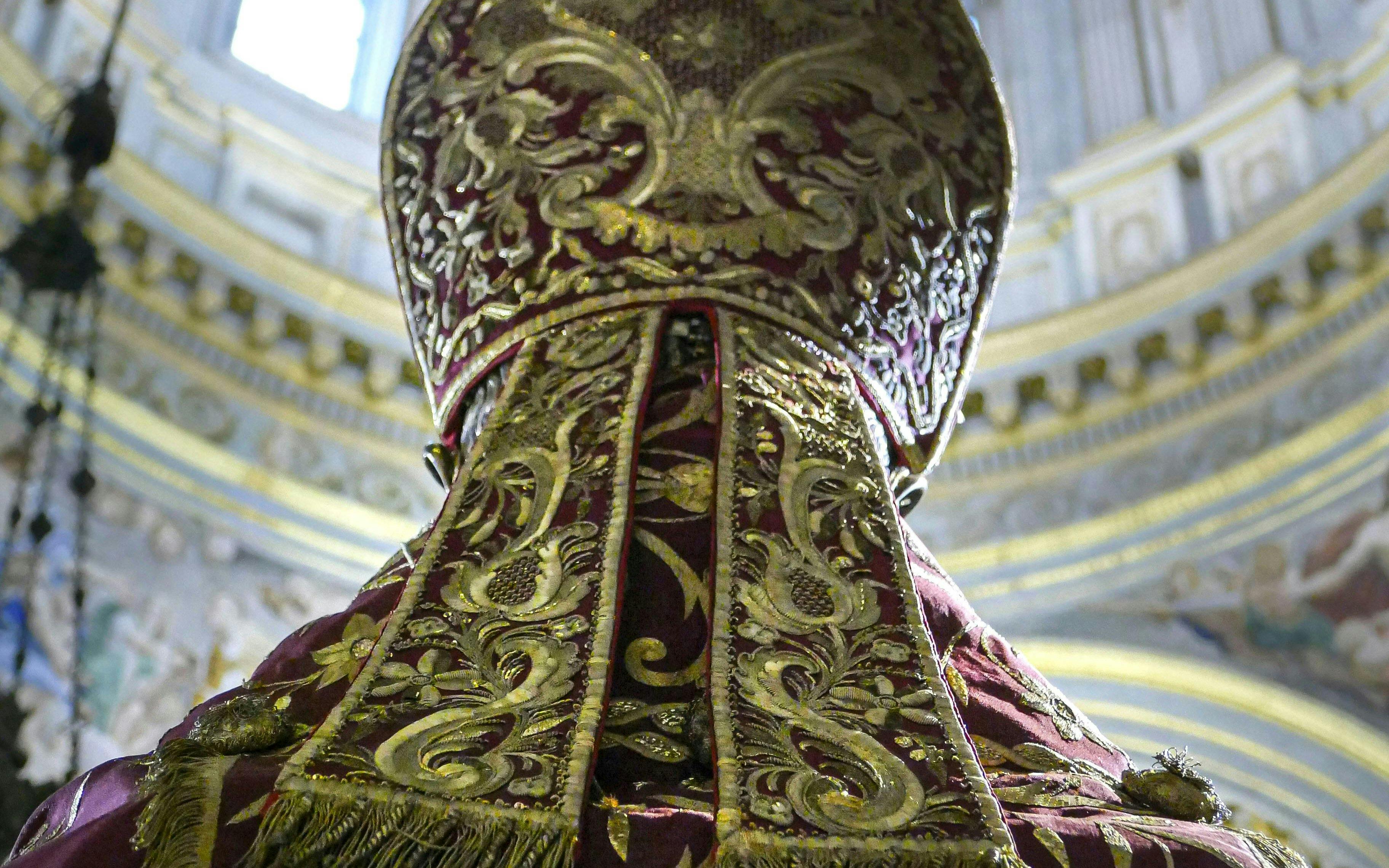 Elaborate vestments inside the Royal Chapel of the Treasure of San Gennaro, Naples.