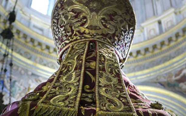 Elaborate vestments inside the Royal Chapel of the Treasure of San Gennaro, Naples.