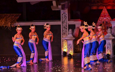 Traditional dancers performing Ramayana Ballet at Purawisata, Yogyakarta, Indonesia.