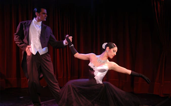 Dancers performing at Rojo Tango Show in Buenos Aires.