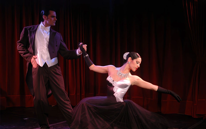Dancers performing at Rojo Tango Show in Buenos Aires.