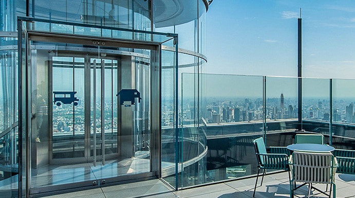 Mahanakhon SkyWalk Observation Deck with city view, Bangkok.
