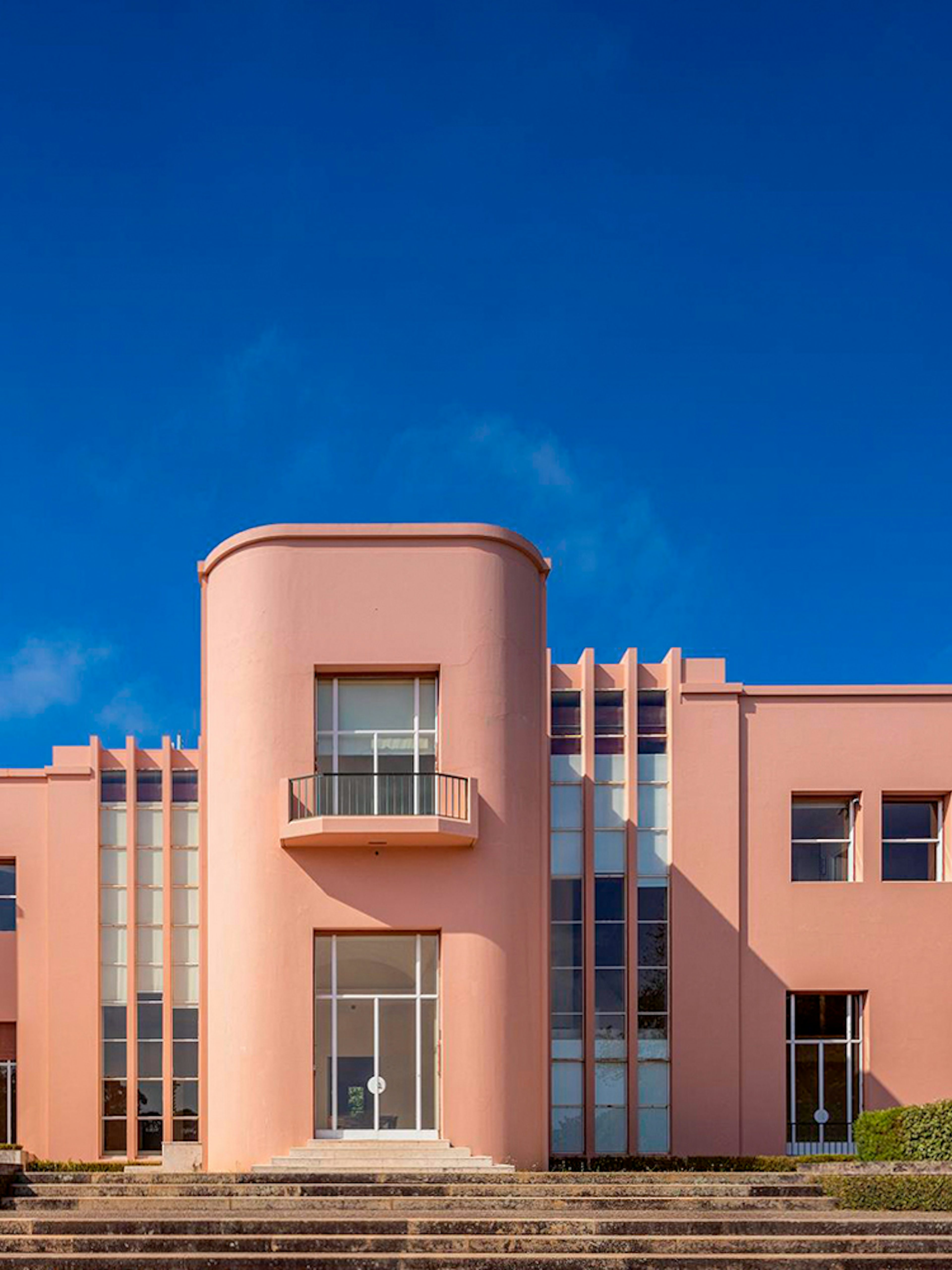 Serralves Museum pink Art Deco building facade in Porto, Portugal.