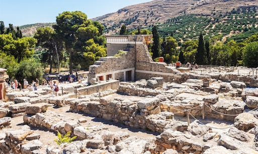Minoan Mansion of Nirou Hani ruins near Knossos Palace, Crete, showcasing ancient architecture.