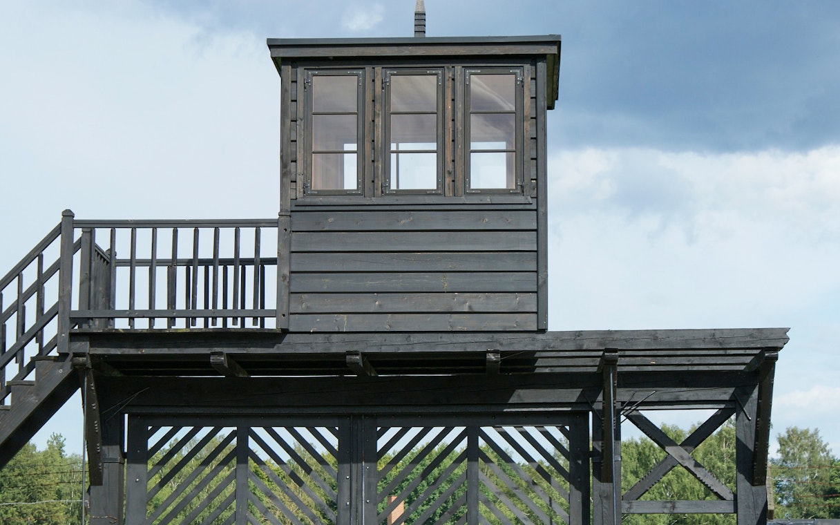 Guard tower at Stutthof Nazi Concentration Camp, Poland, part of Warsaw tour.