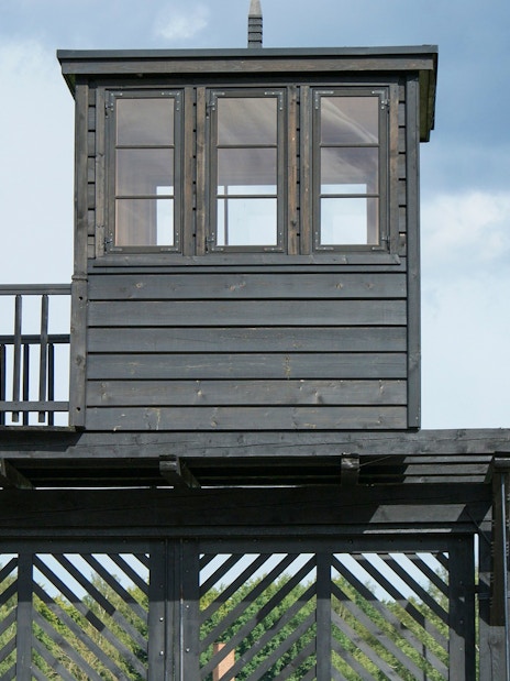 Guard tower at Stutthof Nazi Concentration Camp, Poland, part of Warsaw tour.