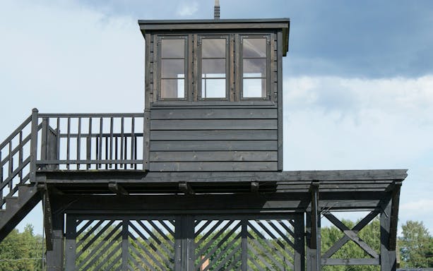 Guard tower at Stutthof Nazi Concentration Camp, Poland, part of Warsaw tour.