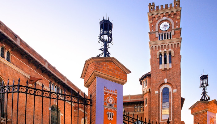Usina del Arte cultural center exterior with visitors, La Boca, Buenos Aires, Argentina.